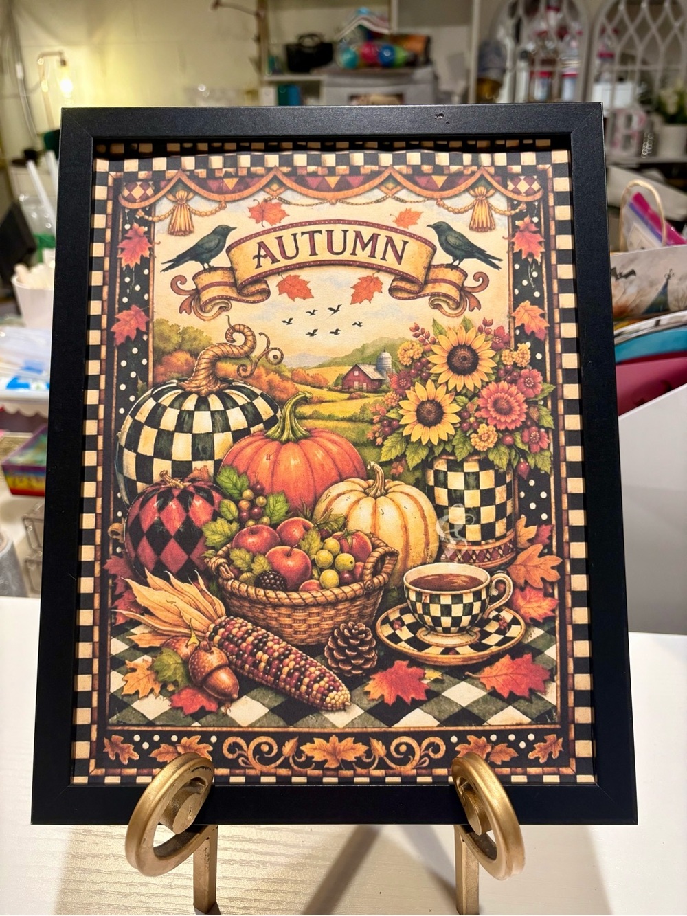 Framed Iconic Checkered Autumn Harvest 8x10 Wall Art Print